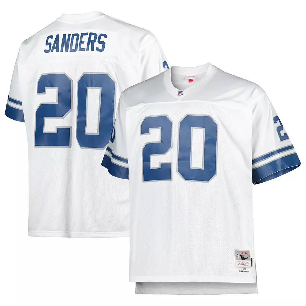 Men's Mitchell & Ness Barry Sanders White Detroit Lions Big & Tall 1996 Retired Player Replica Jersey,  Product Image