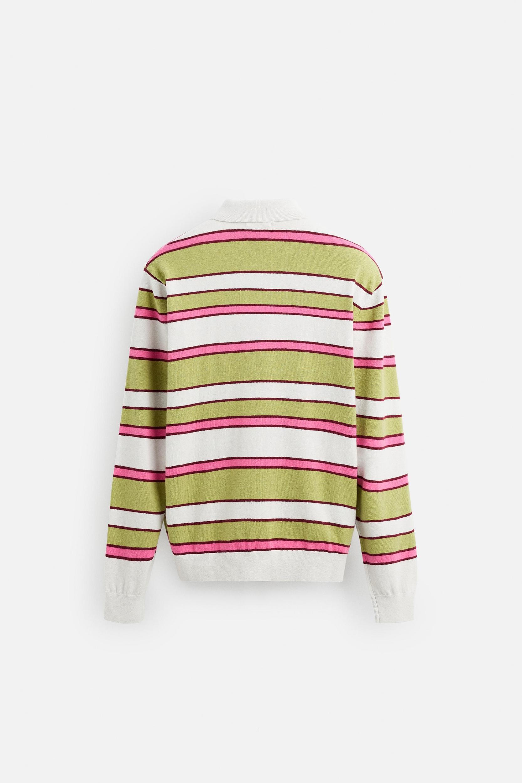 STRIPED KNIT POLO SHIRT Product Image