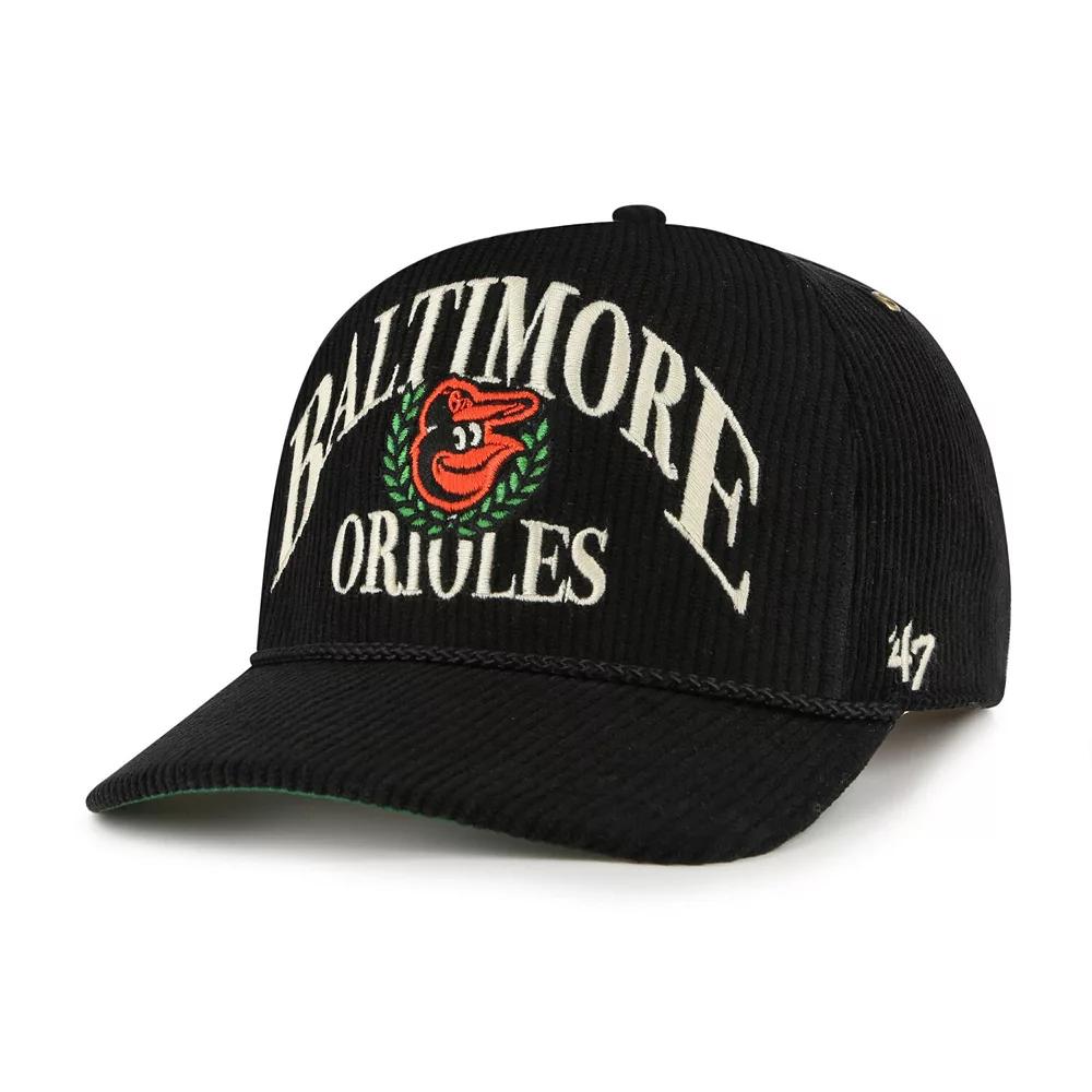 Men's '47  Black Baltimore Orioles Pitchout Rope Hitch Adjustable Hat Product Image
