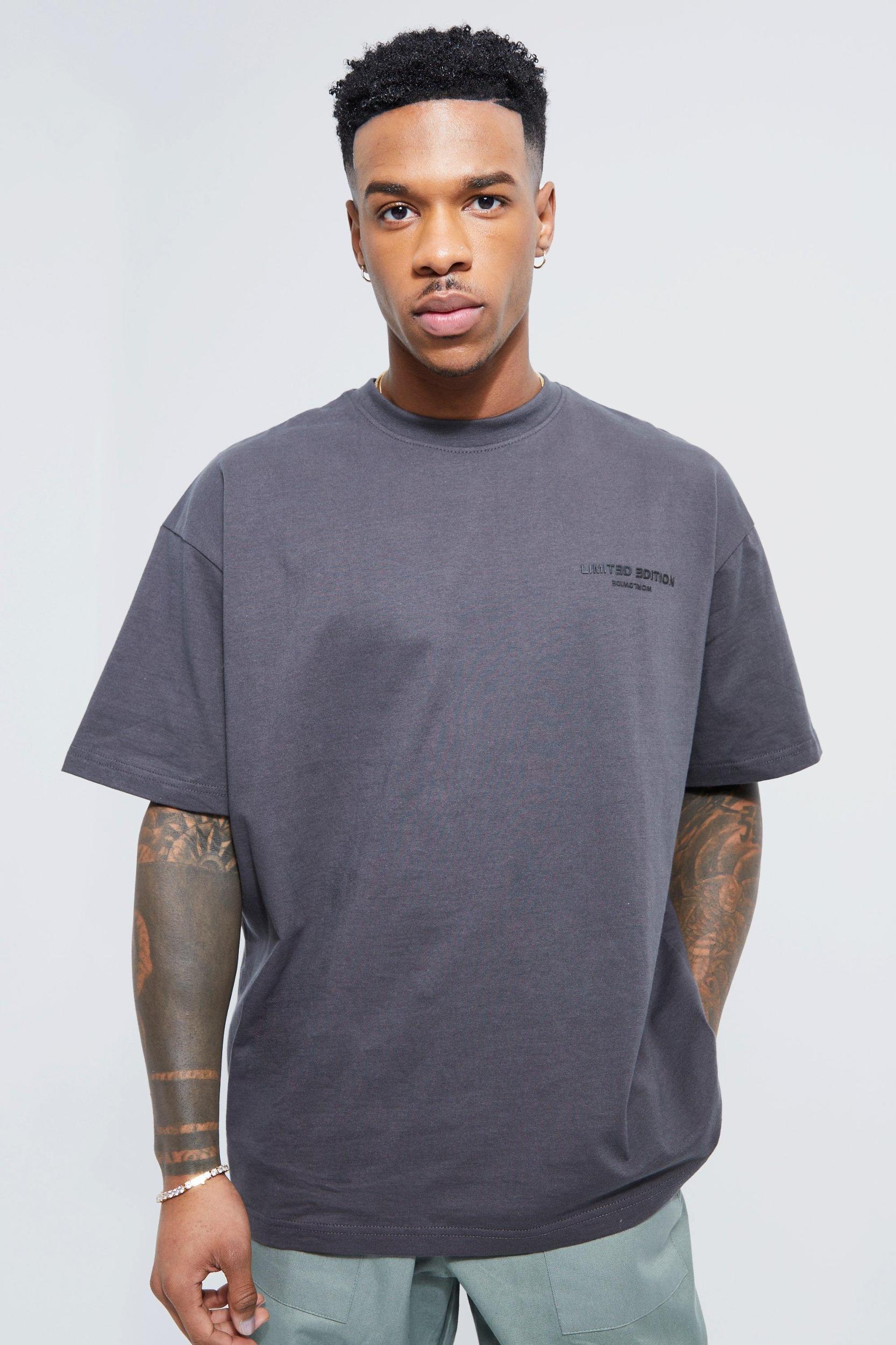 Oversized Raised Limited Text T-shirt | boohooMAN USA Product Image