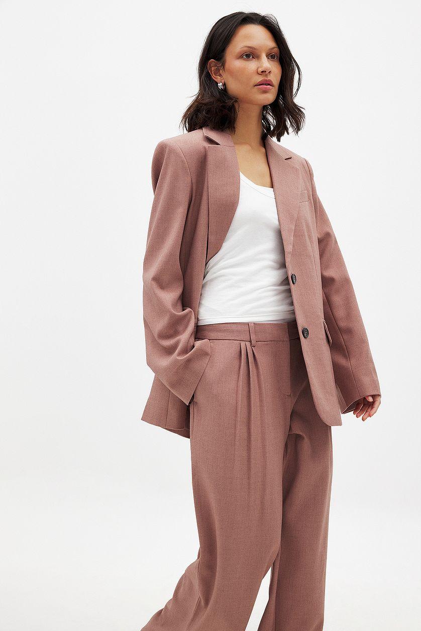 Wide Mid Waist Suit Pants Product Image