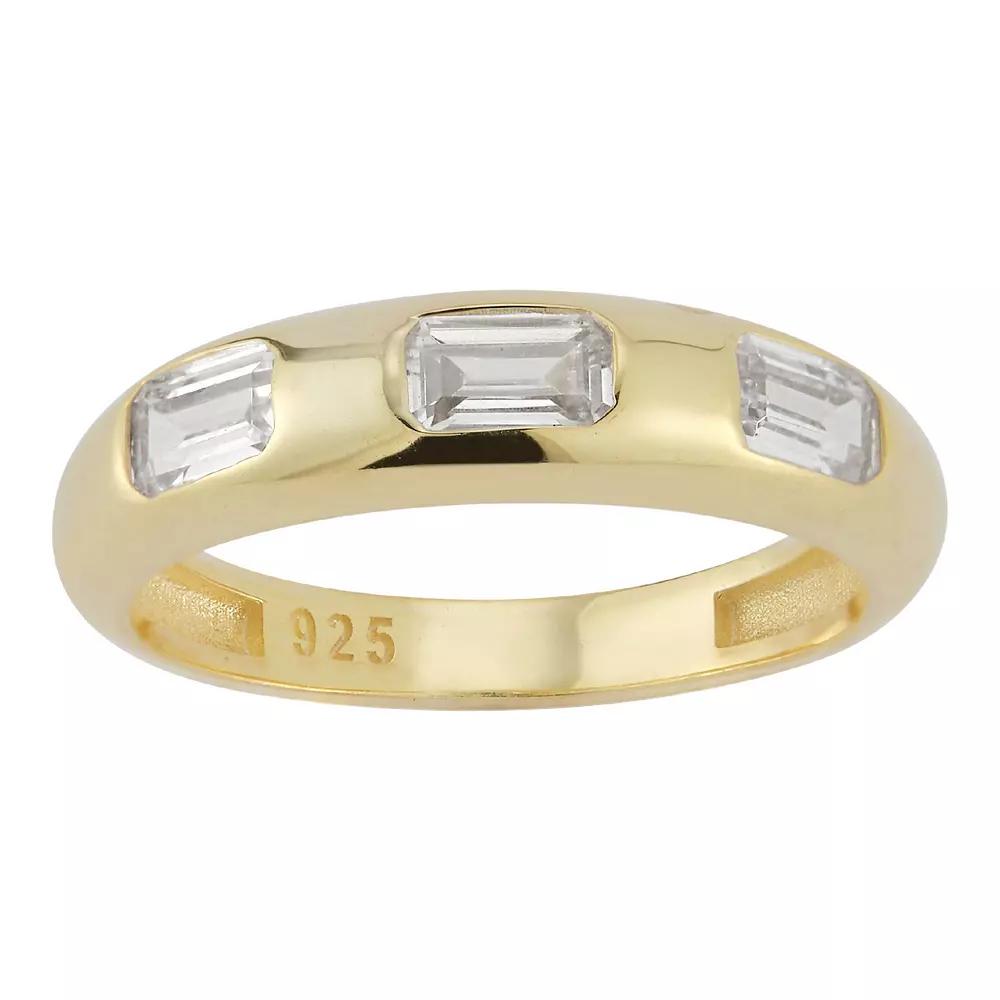 Sunkissed Sterling Cubic Zirconia 3-Stone Ring, Women's, Size: 6, Yellow Gold Tone Product Image