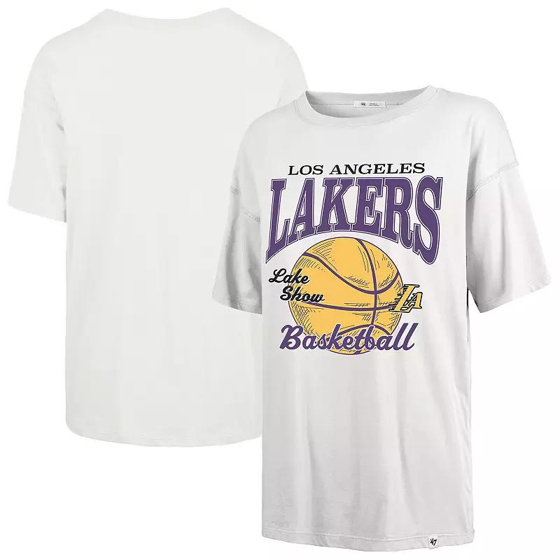 Women's '47 White Los Angeles Lakers City Edition Down Court Sadie T-Shirt,  Product Image