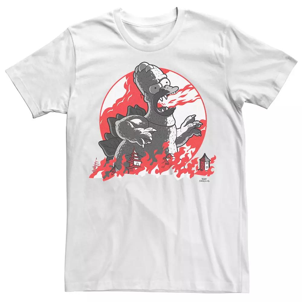 Men's The Simpsons Halloween Homer Godzilla Flames Tee,  Product Image