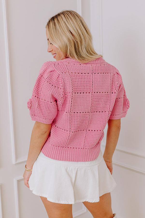 Smiles and Sunshine Knit Top in Pink Product Image