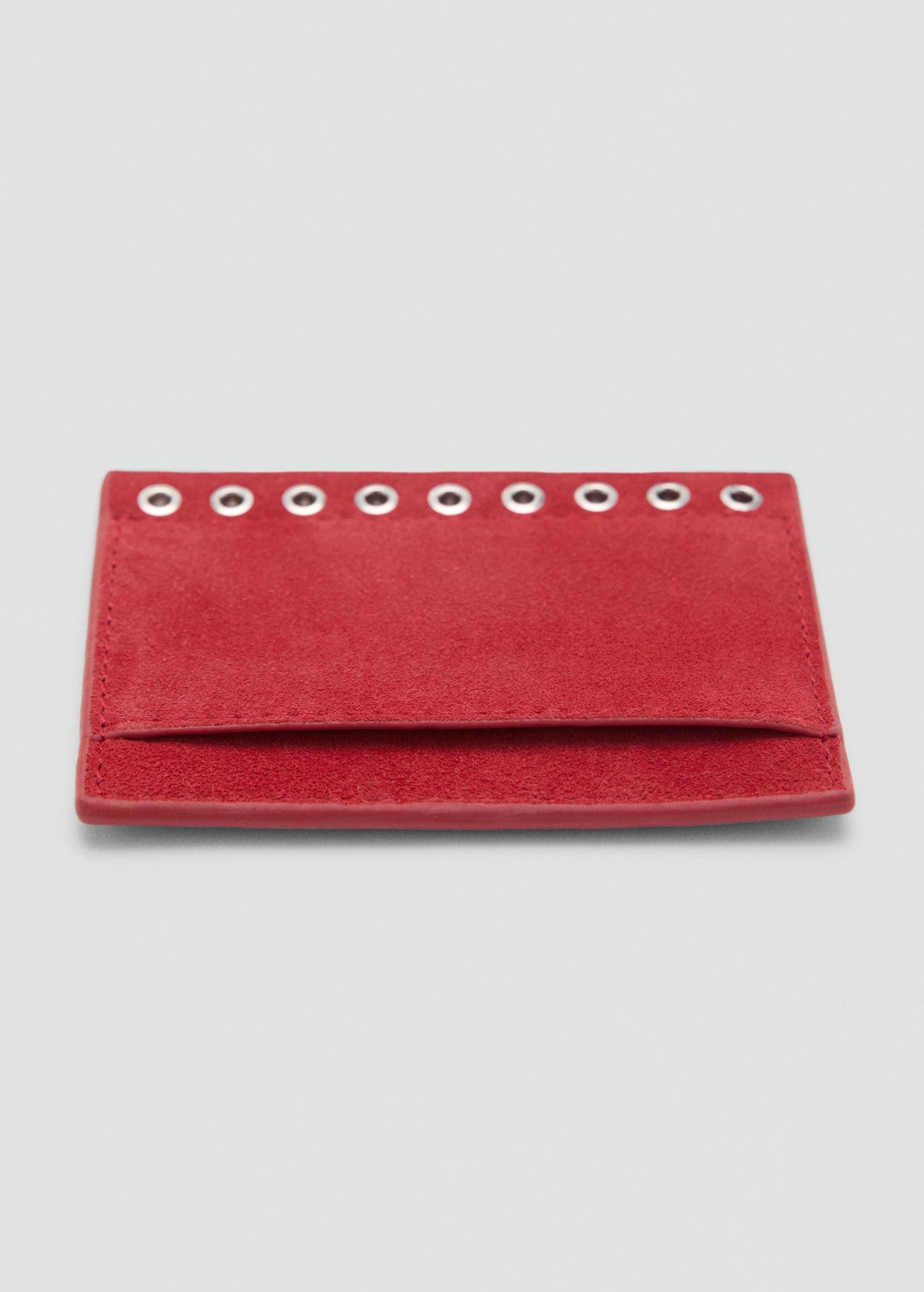 Suede die-cut card holder - Women | MANGO USA Product Image