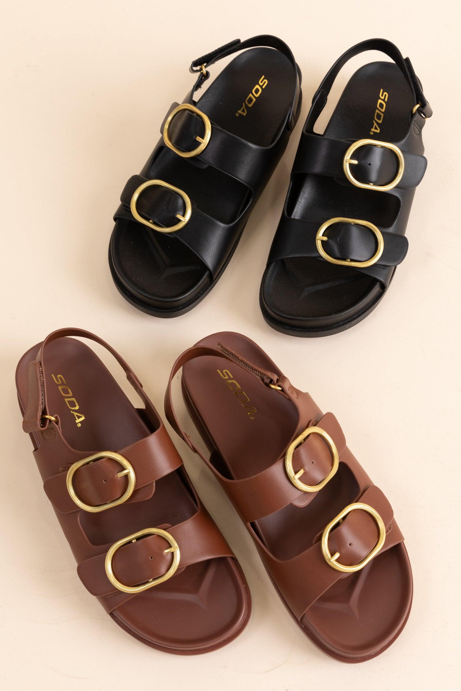 Double Buckle Slingback Sandals Product Image