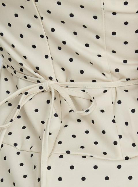 Italiana Layered Lace Mini Dress Cream Polka Dot Product Image