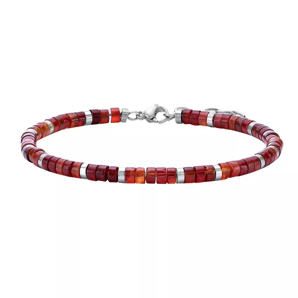 Men's LYNX Stainless Steel Red Agate Bracelet, Size: 8.5" Product Image