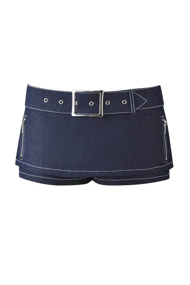 MARRION DENIM SKORT - BLUE : DARK BLUE DENIM Product Image