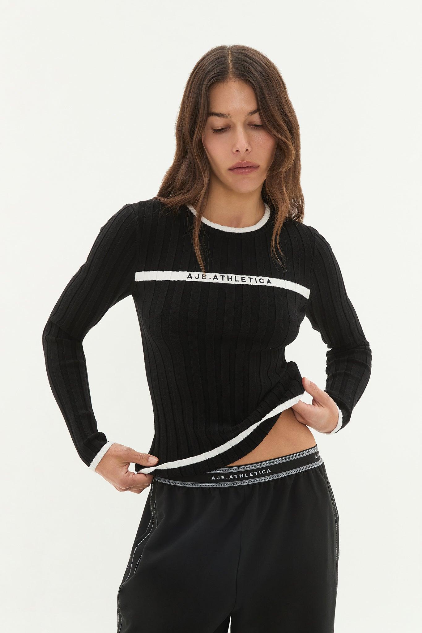 Contrast Long Sleeve Knit Top 438 Product Image