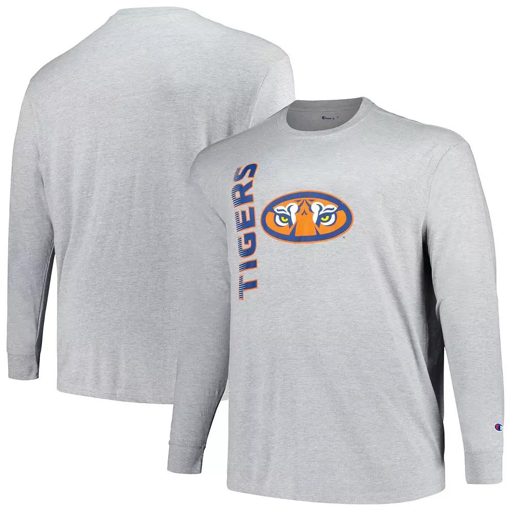 Men's Champion Heather Gray Auburn Tigers Big & Tall Mascot Long Sleeve T-Shirt,  Product Image