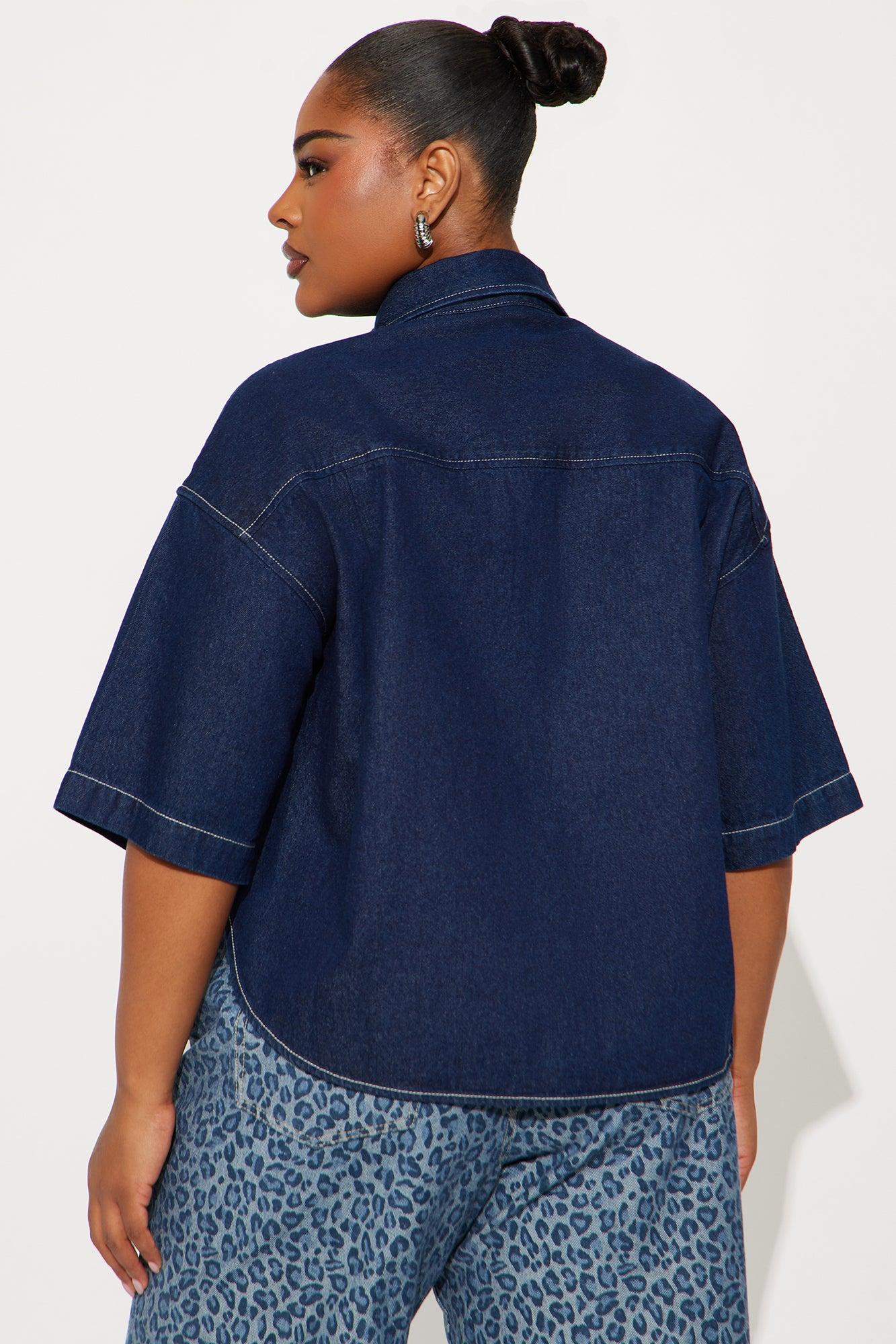 Becka Oversized Denim Shirt - Dark Wash Female Product Image