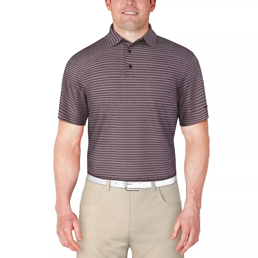 Mens Grand Slam Grand Slam Heather Stripe Short Sleeve Slim Fit Golf Polo Shirt Fig Grey Product Image