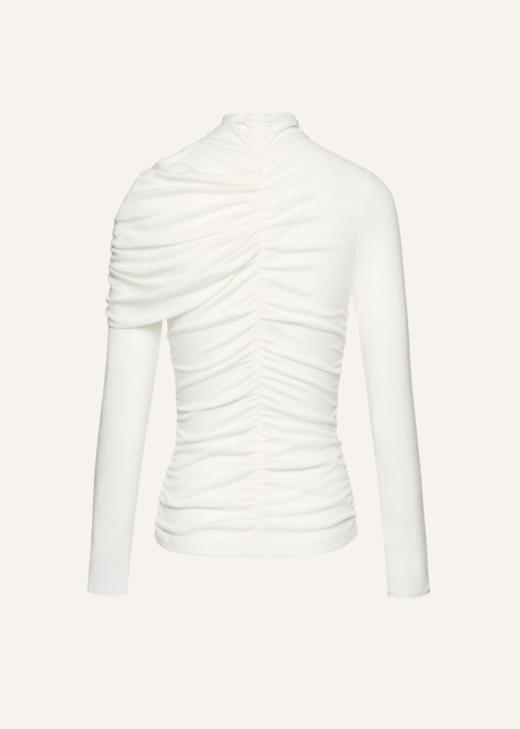 Draped high neck blouse in cream Product Image