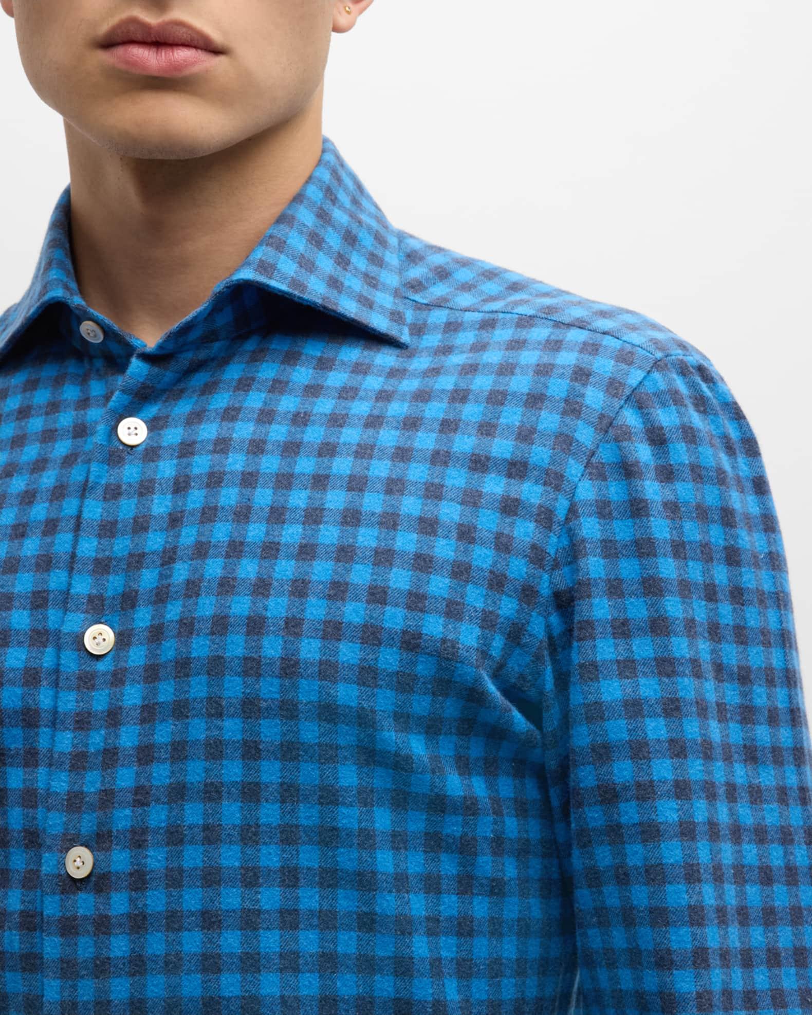 Men's Gingham Flannel Casual Button-Down Shirt Product Image