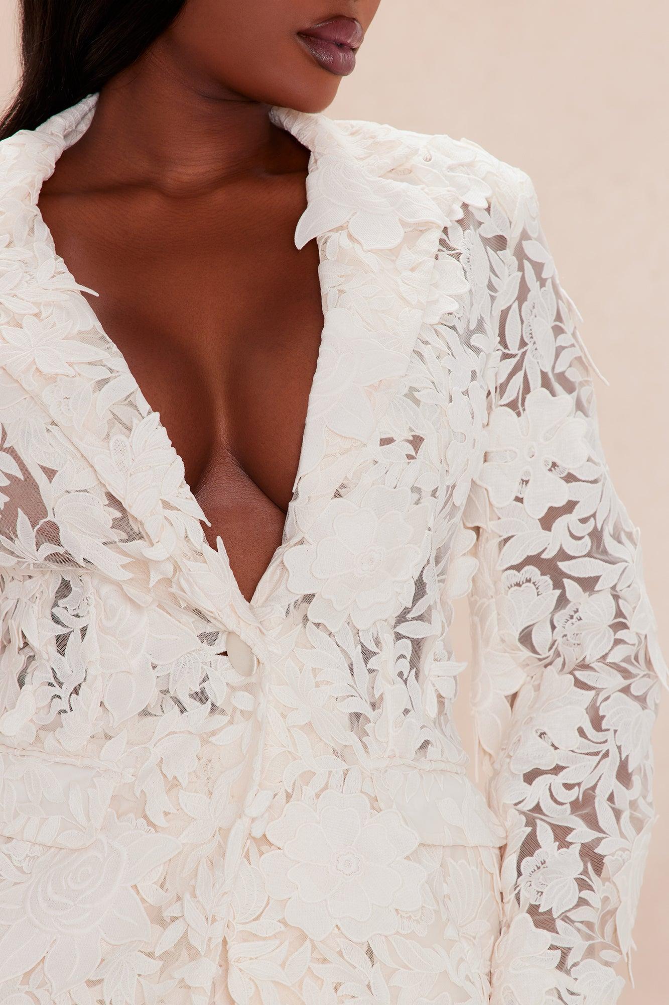 Catalina Embroiderd Blazer - Cream Female Product Image