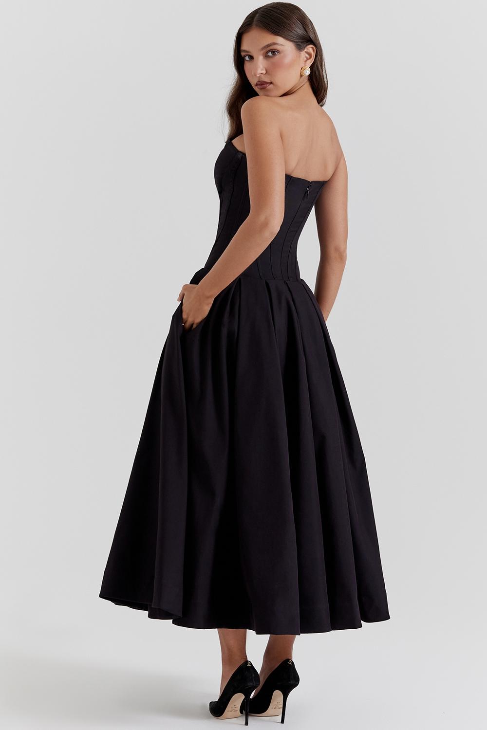 Lady  black strapless midi dress Product Image