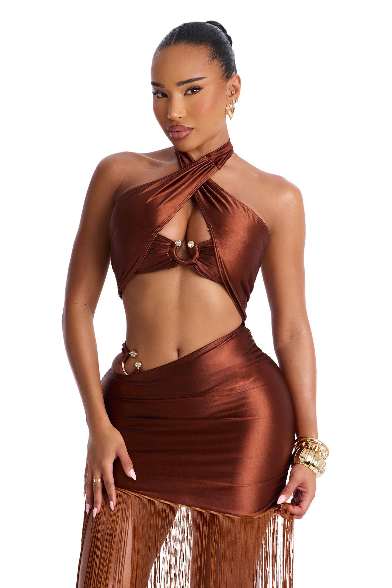 Beach Waves Ringing Swim Sunsuit - Bronze Female Product Image