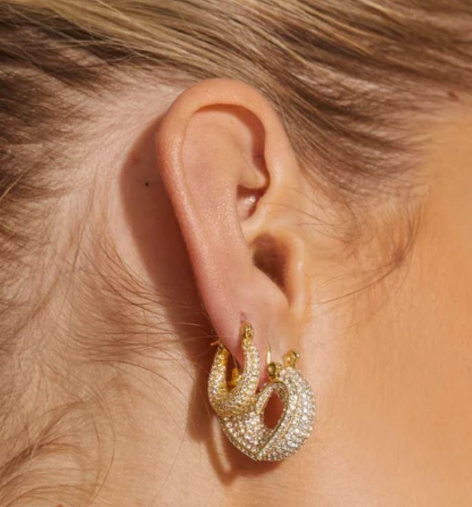 Pave Mini Martina Hoops | LUV AJ Product Image