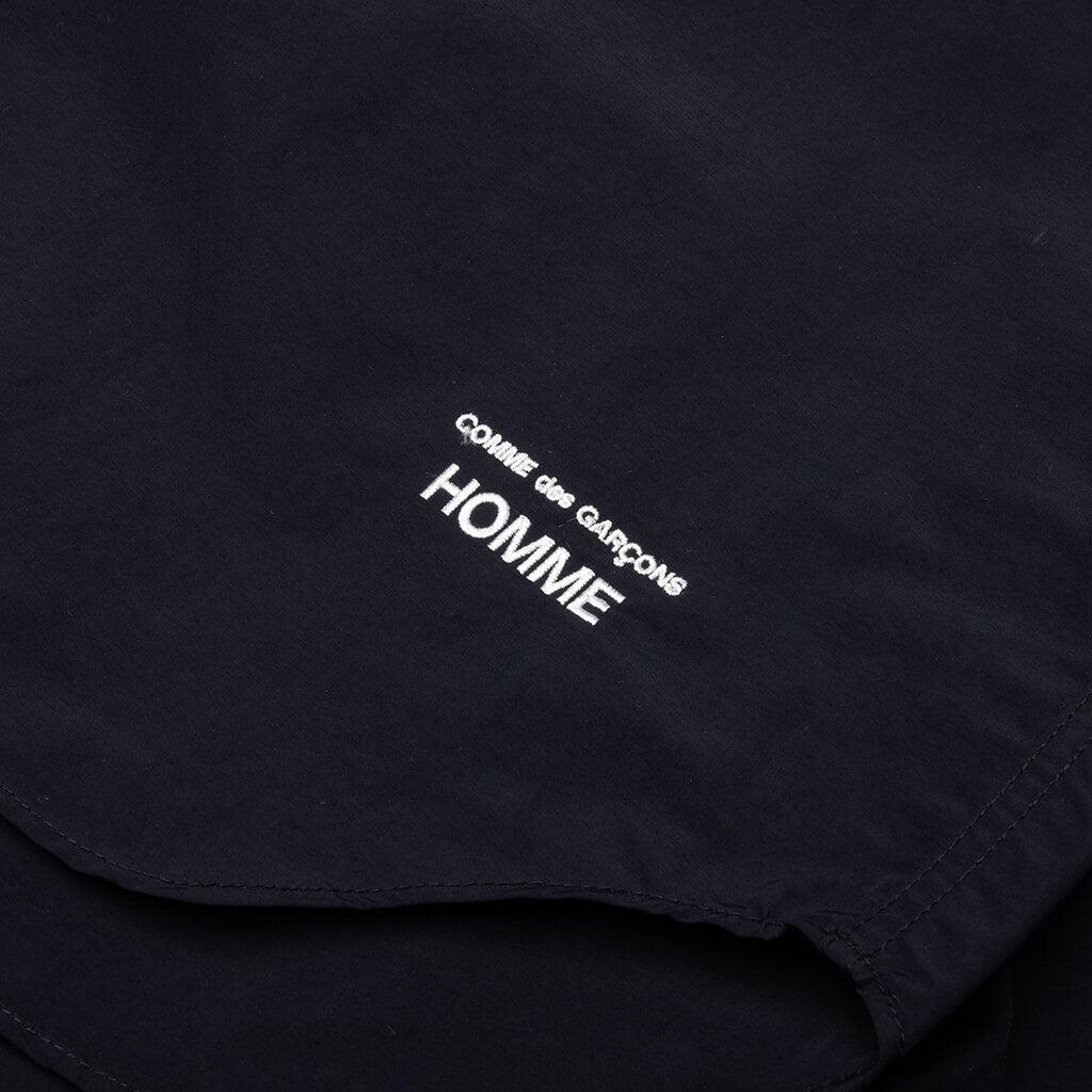 Curved Hem Nylon Short Sleeve Shirt - Navy/White Male Product Image