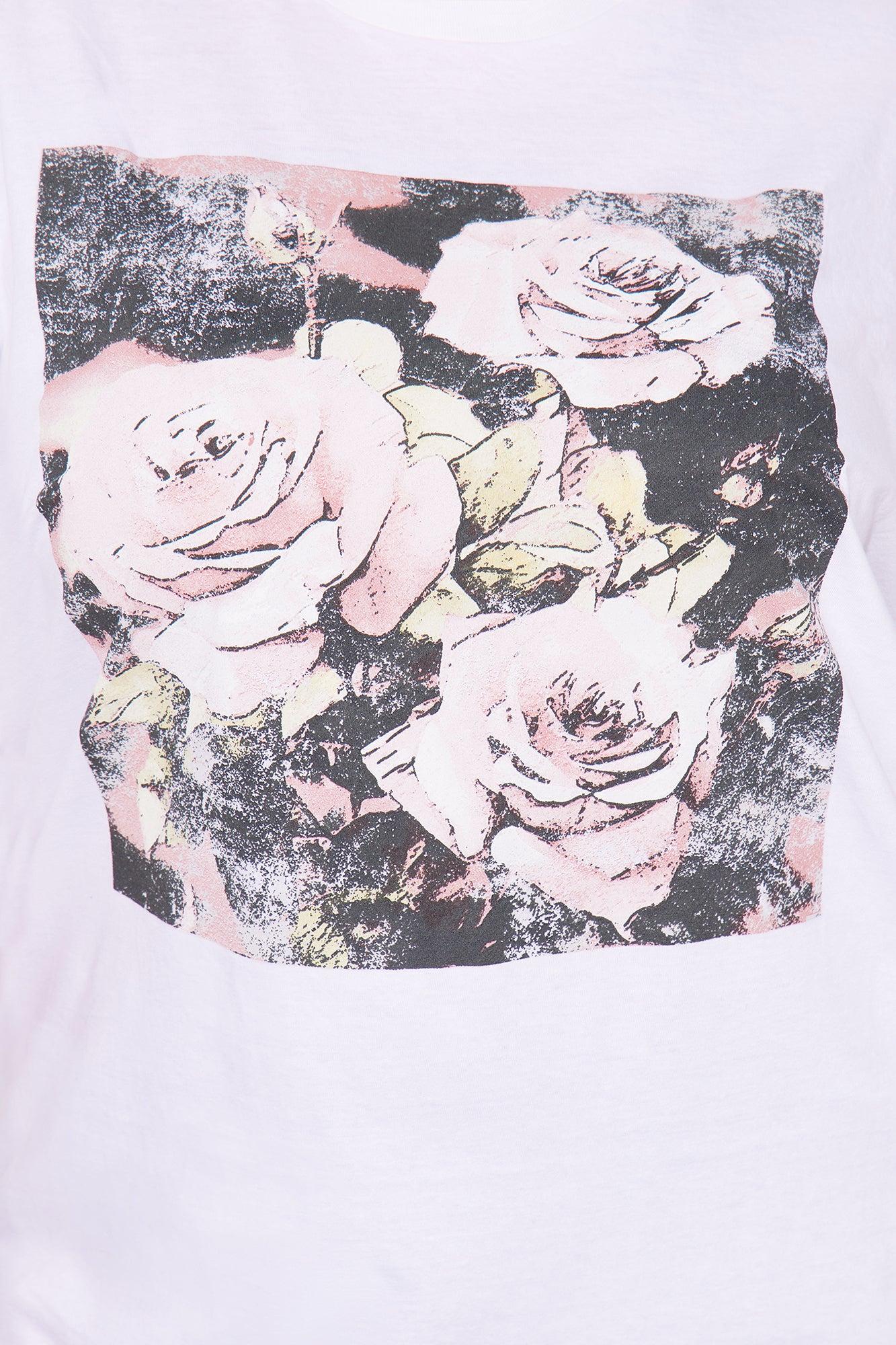 Full Bloom Roses Oversized Tee - White Product Image