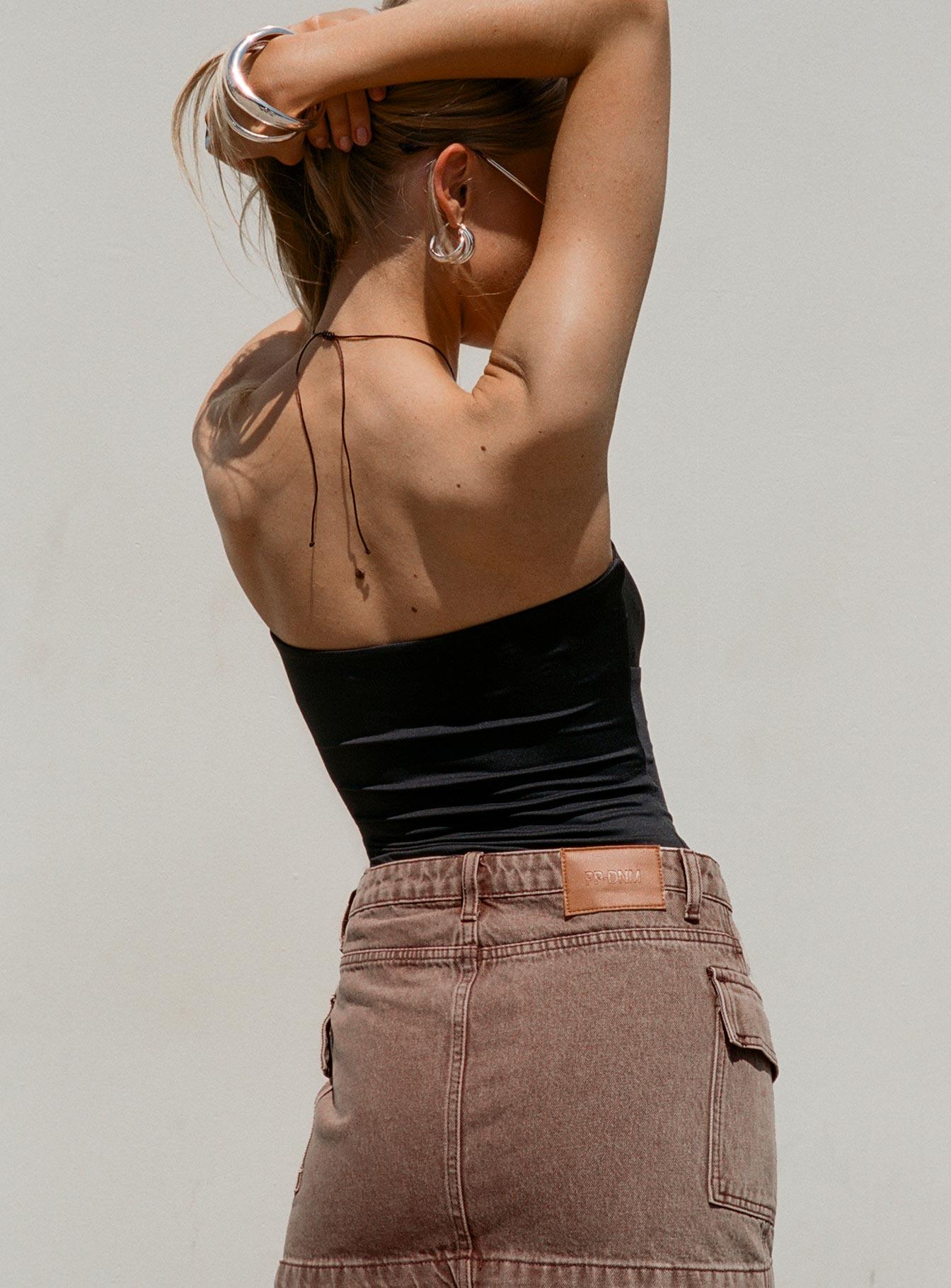 Zakai Cargo Denim Mini Skirt Brown Product Image