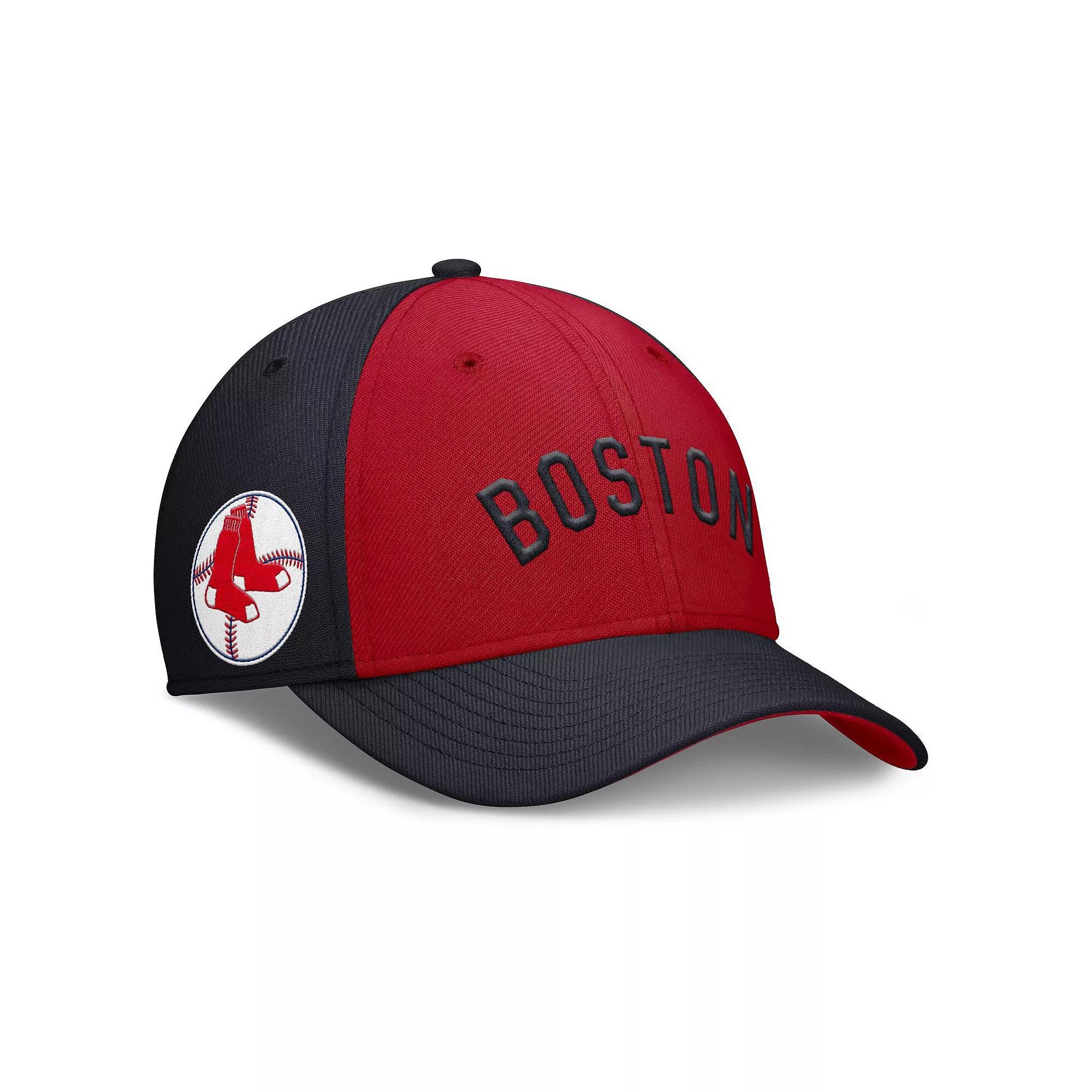 Men's Nike Navy/Red Boston Red Sox Rise Swoosh Performance Flex Hat, Size: Medium/Large, Blue Product Image