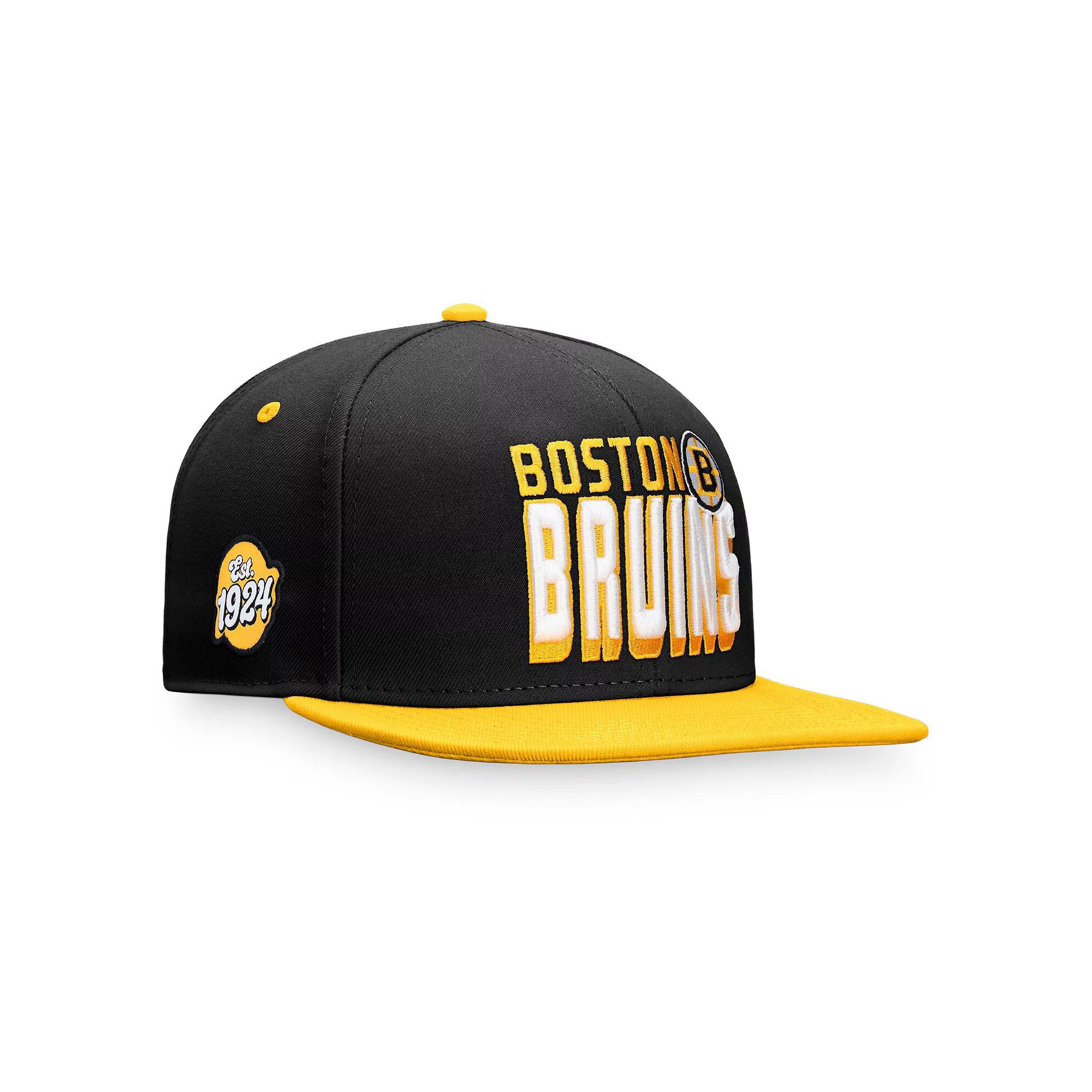 Men's Fanatics Branded Black/Gold Boston Bruins Heritage Retro Two-Tone Snapback Hat Product Image