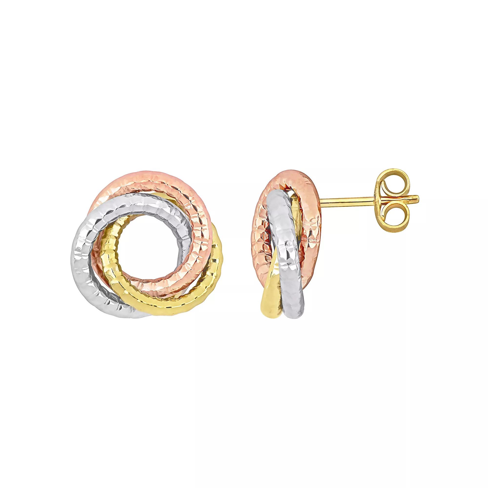 Stella Grace 3-Tone 10k Gold, Rose Gold & White Gold Open Love Knot Stud Earrings, Women's, 10k  Tone Product Image