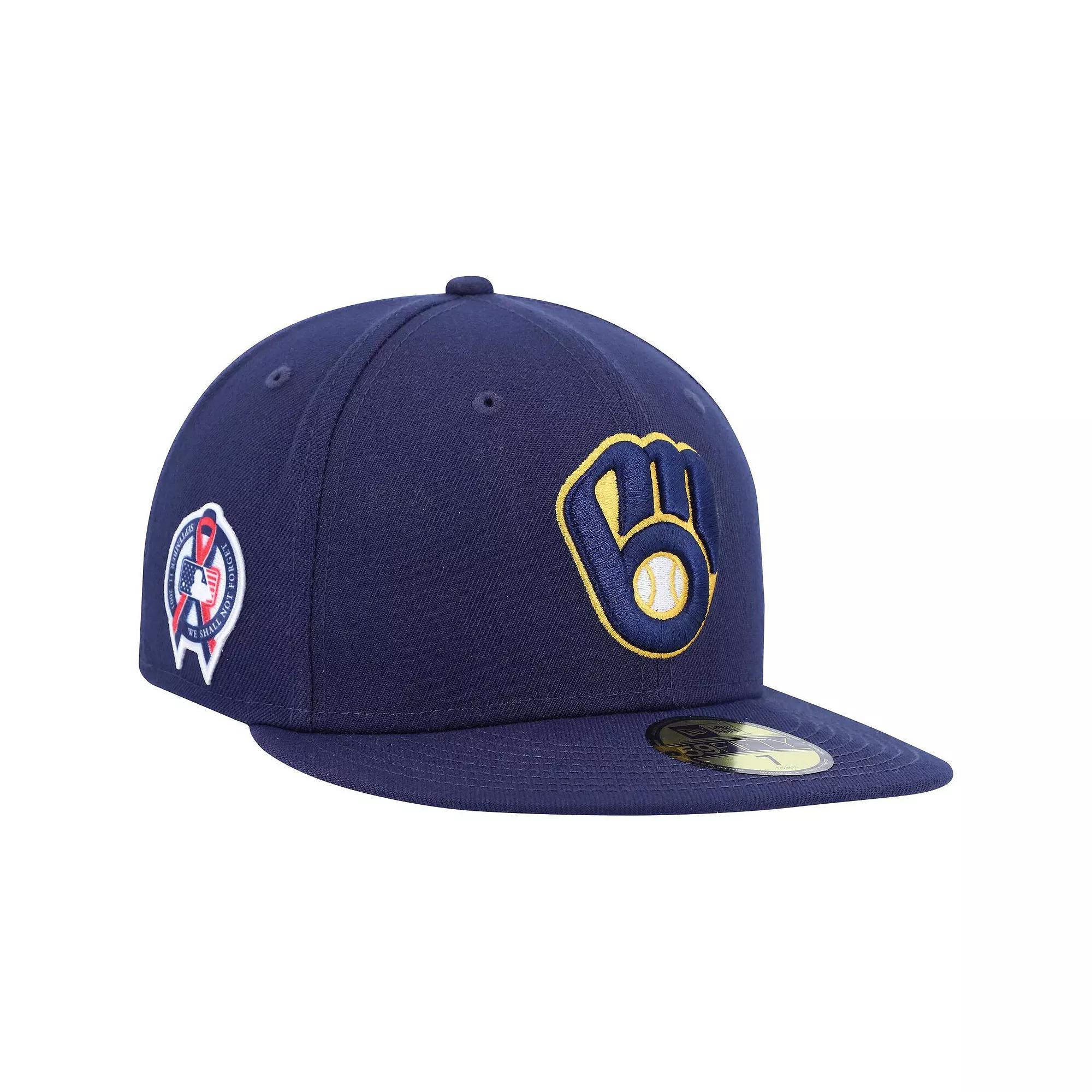 Men's New Era Navy Milwaukee Brewers 9/11 Memorial Side Patch 59FIFTY Fitted Hat,  Product Image