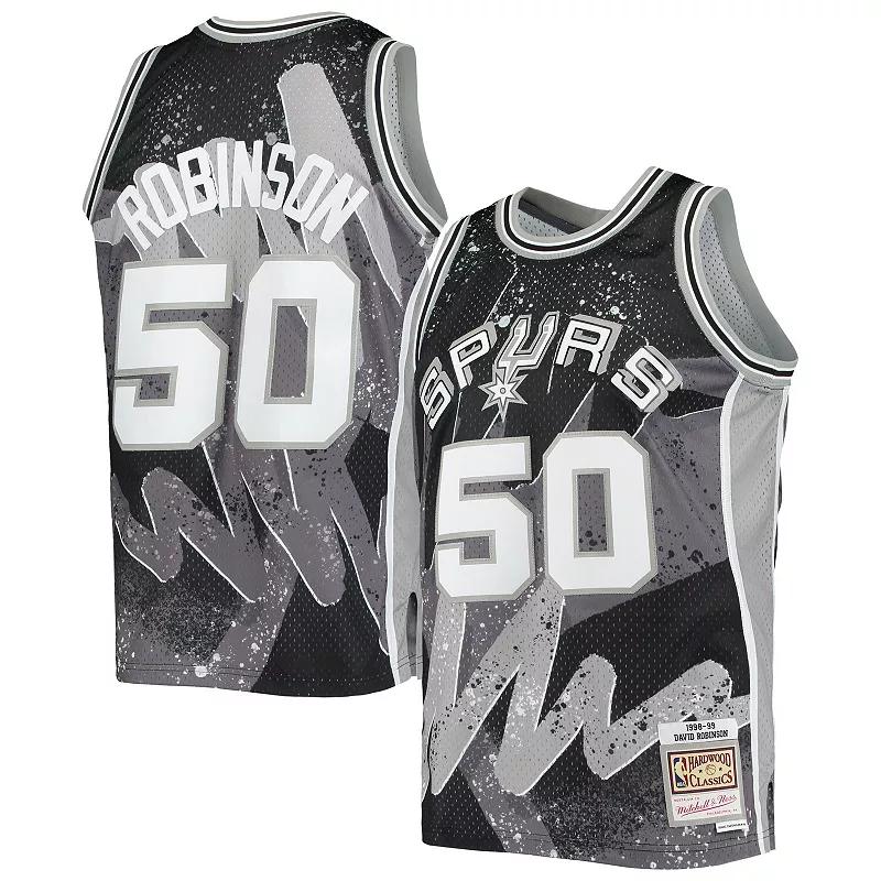 Men's Mitchell & Ness David Robinson Black San Antonio Spurs Hardwood Classics 1998-99 Hyper Hoops Swingman Jersey, Size: Large Product Image