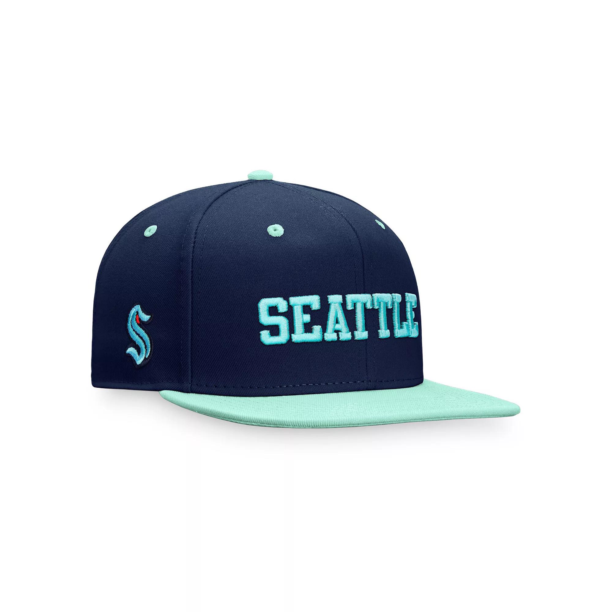 Men's Fanatics Branded Deep Sea Blue/Light Blue Seattle Kraken Heritage City Two-Tone Snapback Hat, Krk Blue Product Image