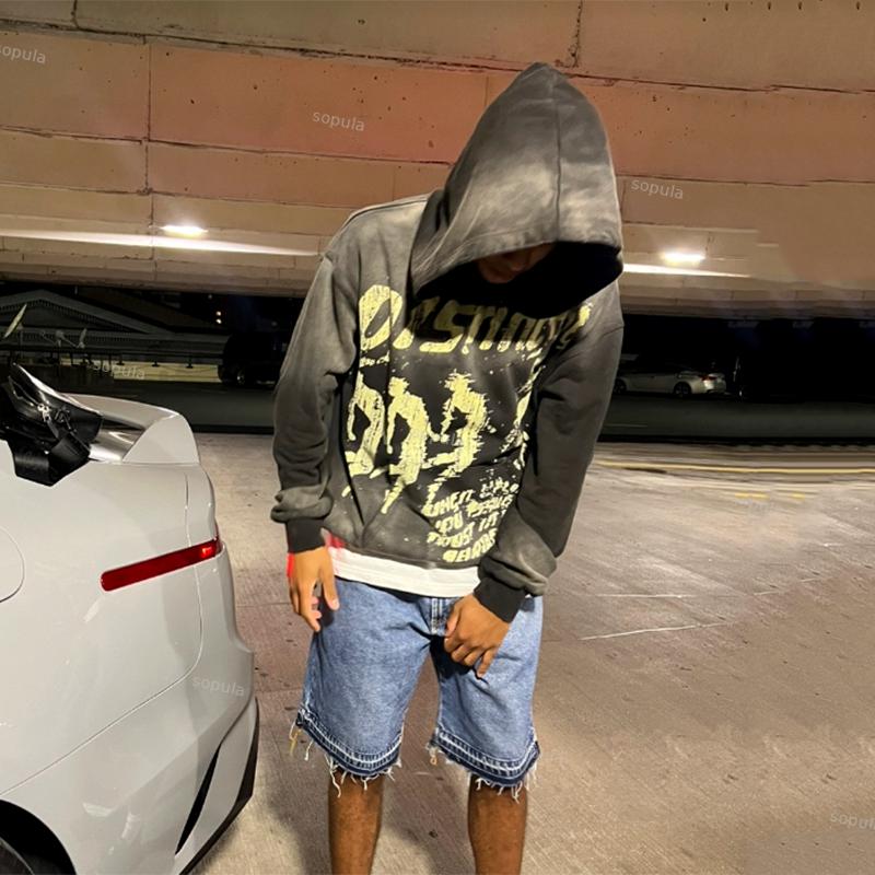 Vintage Spider Graphic Acid Washed Oversized Hoodie Product Image