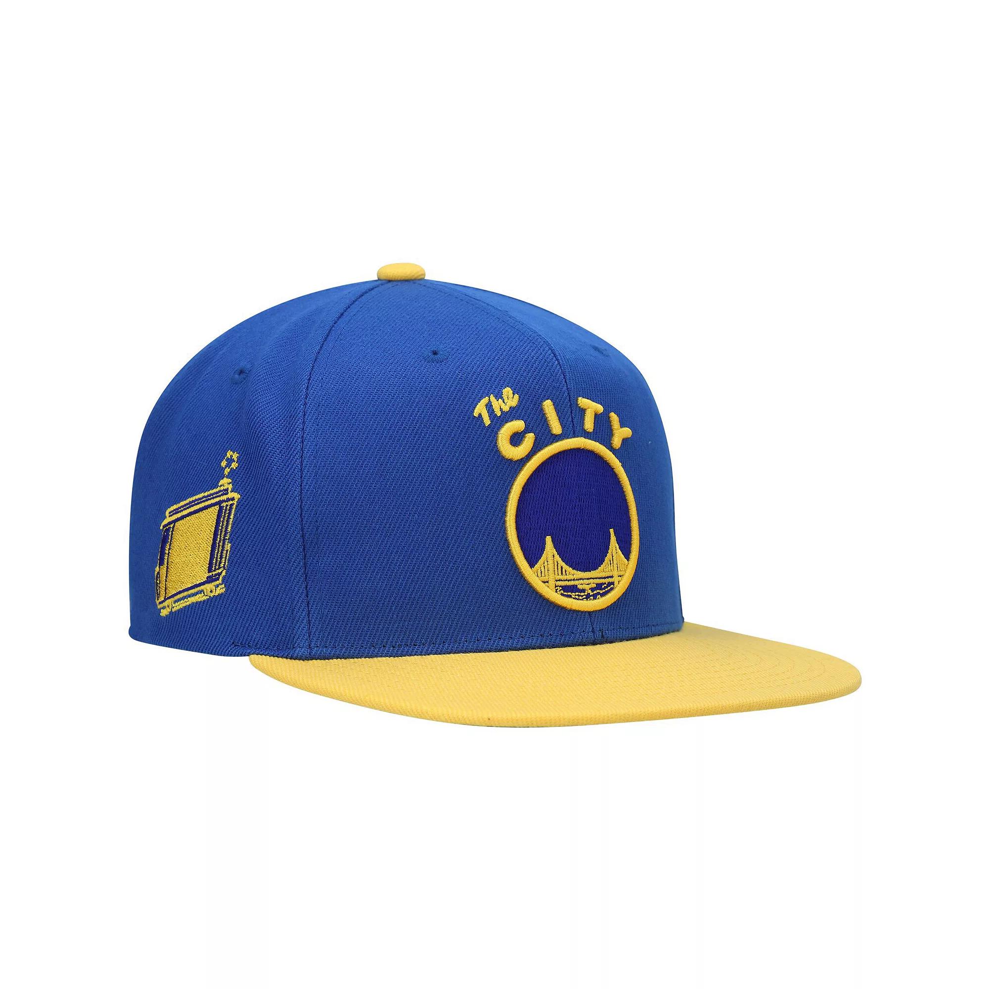 Men's Mitchell & Ness Royal/Gold Golden State Warriors Hardwood Classics Snapback Hat, Blue Product Image