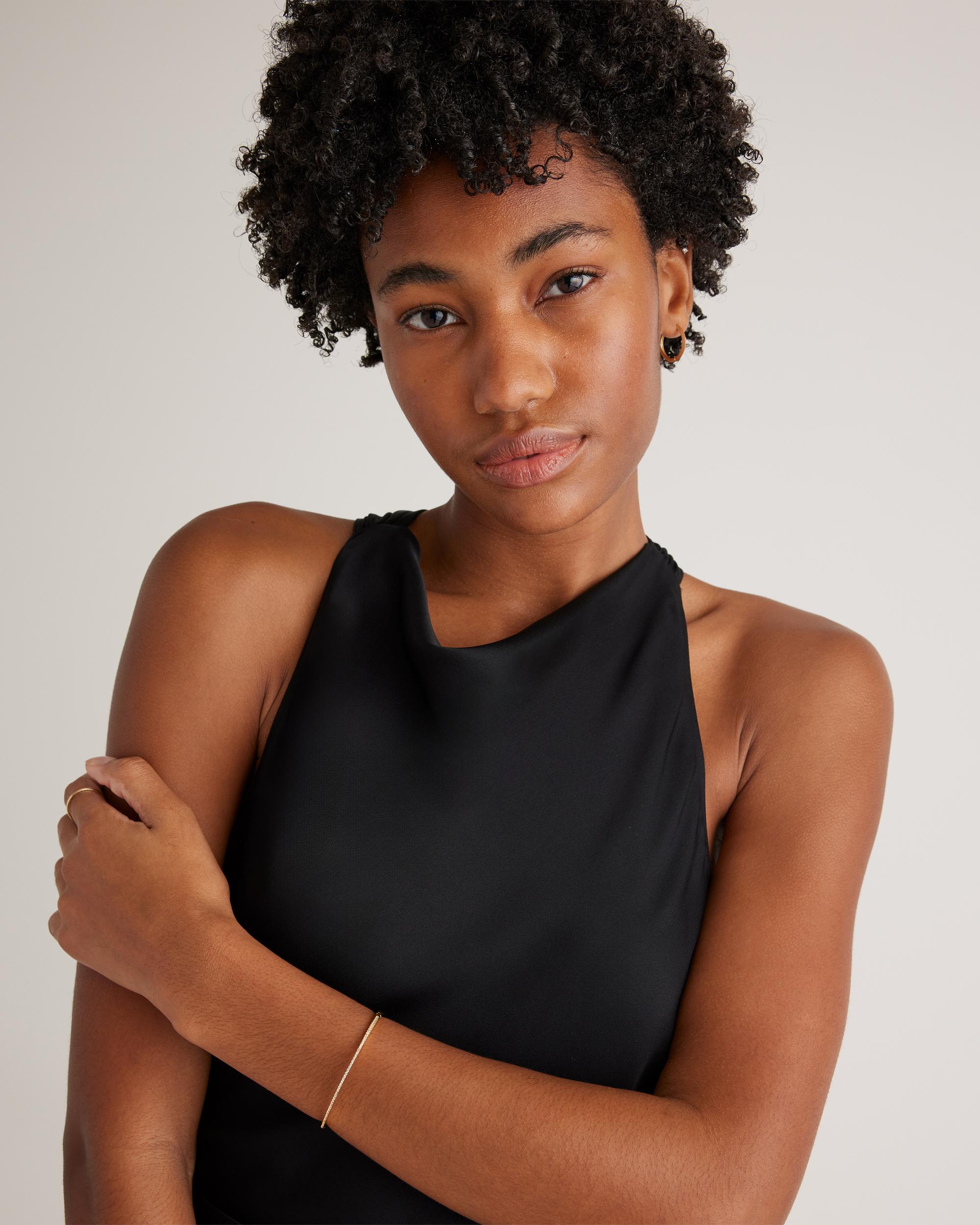 Quince | Women's Washable Stretch Silk High Neck Midi Dress Size XS, Mulberry Silk Product Image