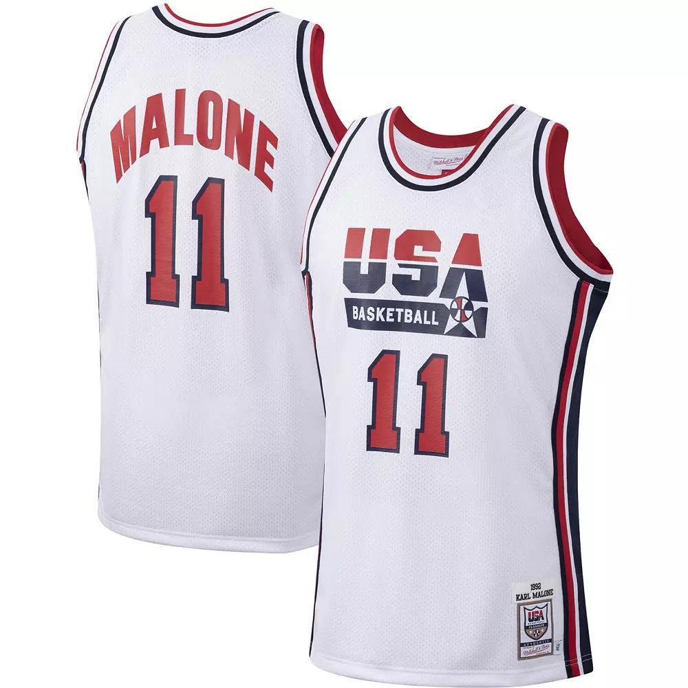 Men's Mitchell & Ness Karl Malone White USA Basketball Authentic 1992 Jersey, Size: Medium, Usa White Product Image