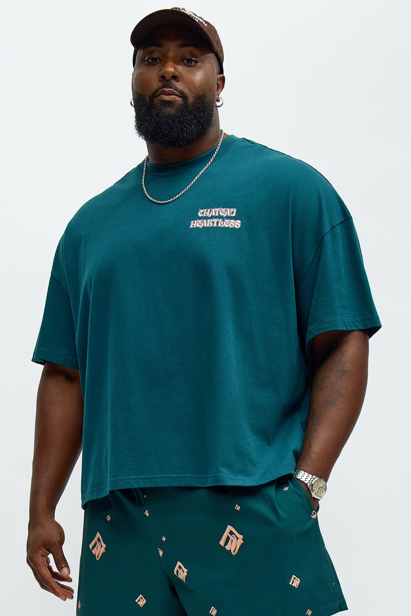 Oversized Chateau Printed Short Sleeve Tee - Teal/combo Male Product Image