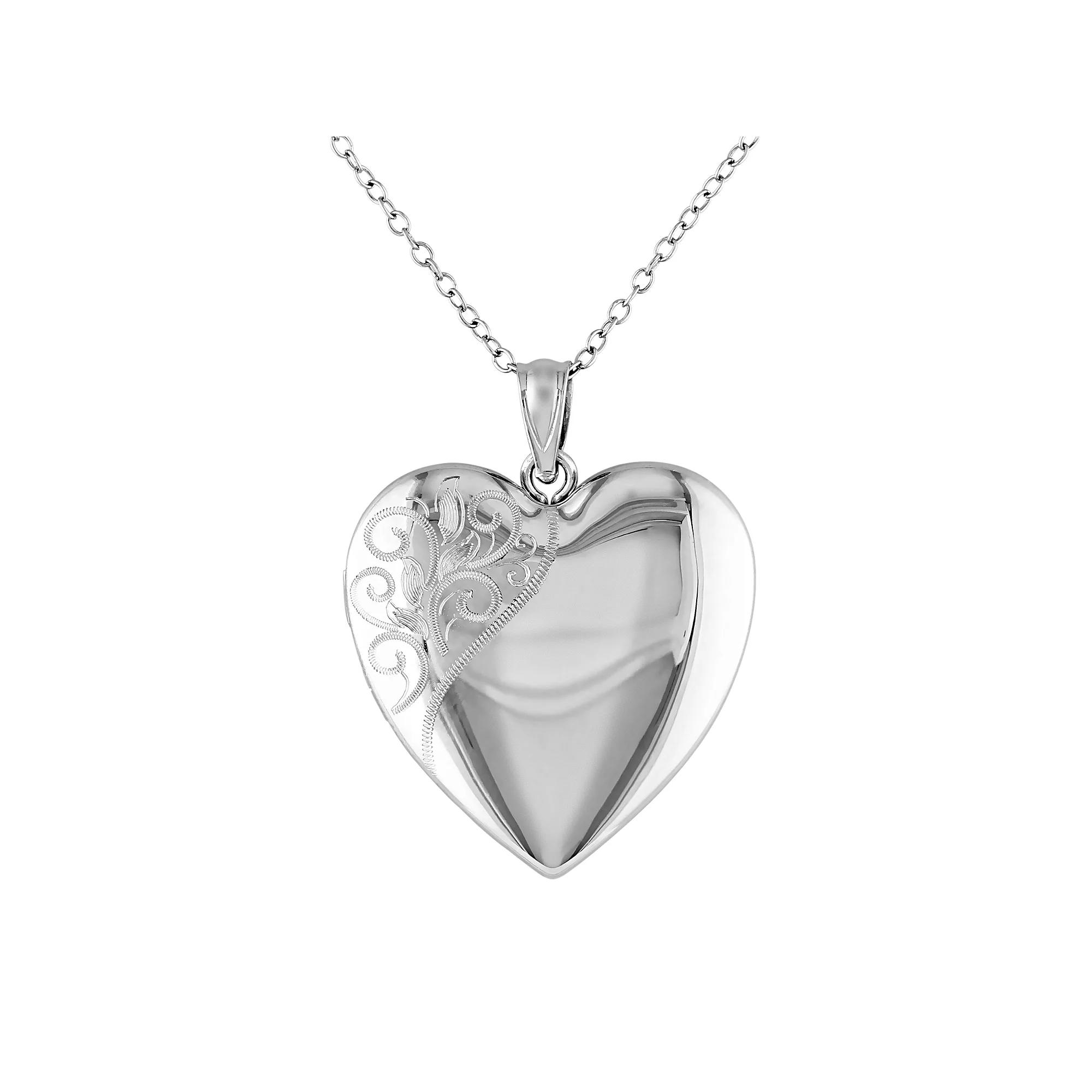 Stella Grace Sterling Silver Filigree Heart Locket Necklace, Womens Grey Product Image