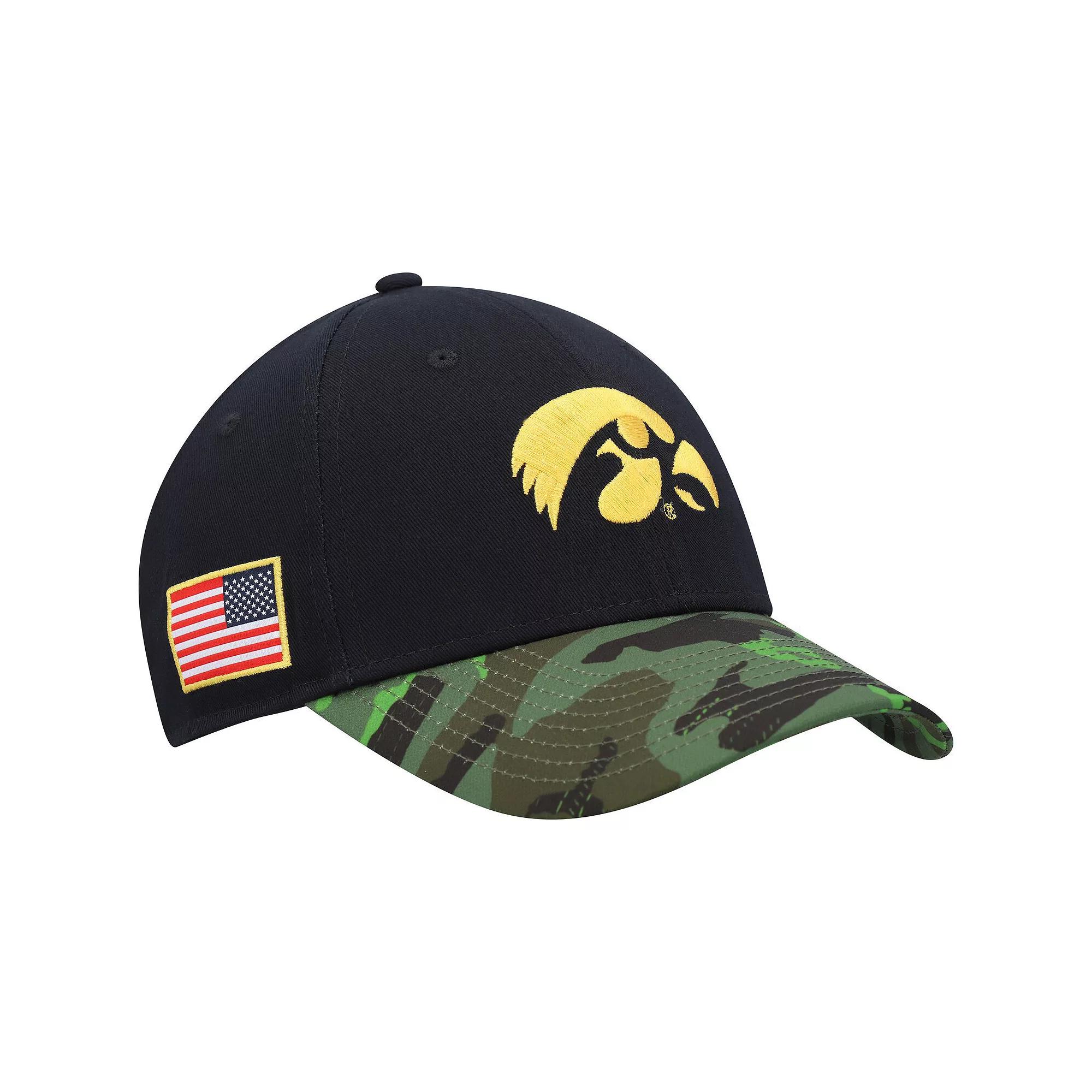 Men's Nike Black/Camo Iowa Hawkeyes Veterans Day 2Tone Legacy91 Adjustable Hat Product Image