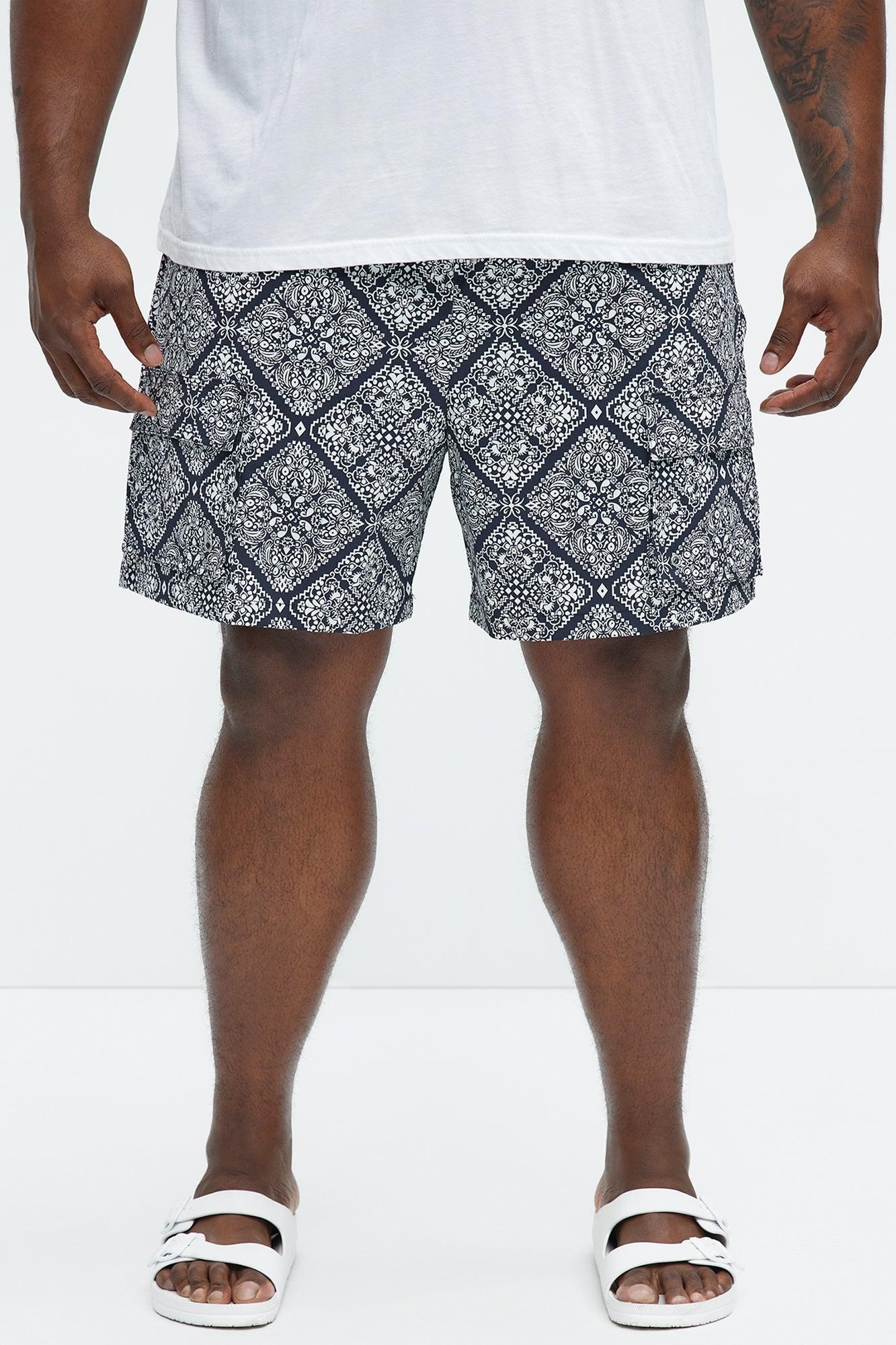 Medallion Cargo Swim Classic Trunk - Black/White Product Image