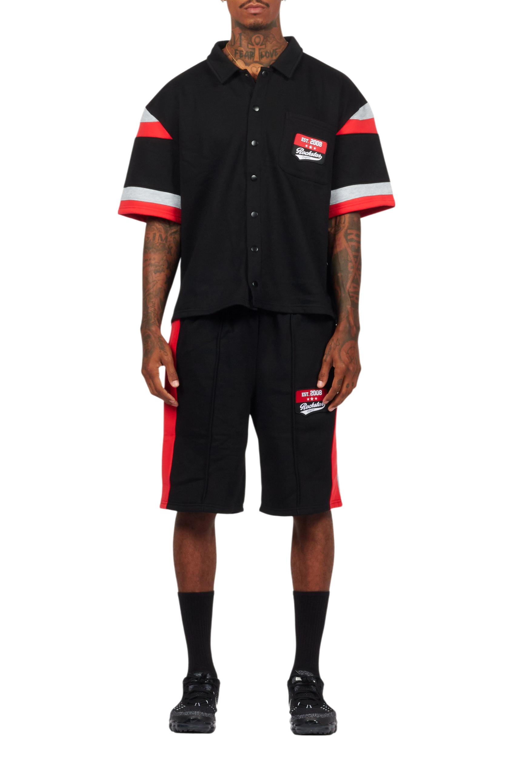 Zavid Black Button Up T-Shirt/Short Set Male Product Image