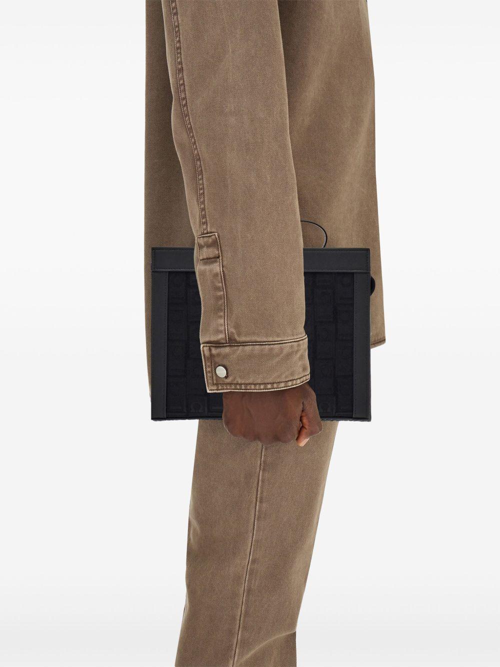 jacquard leather-trim pouch Product Image