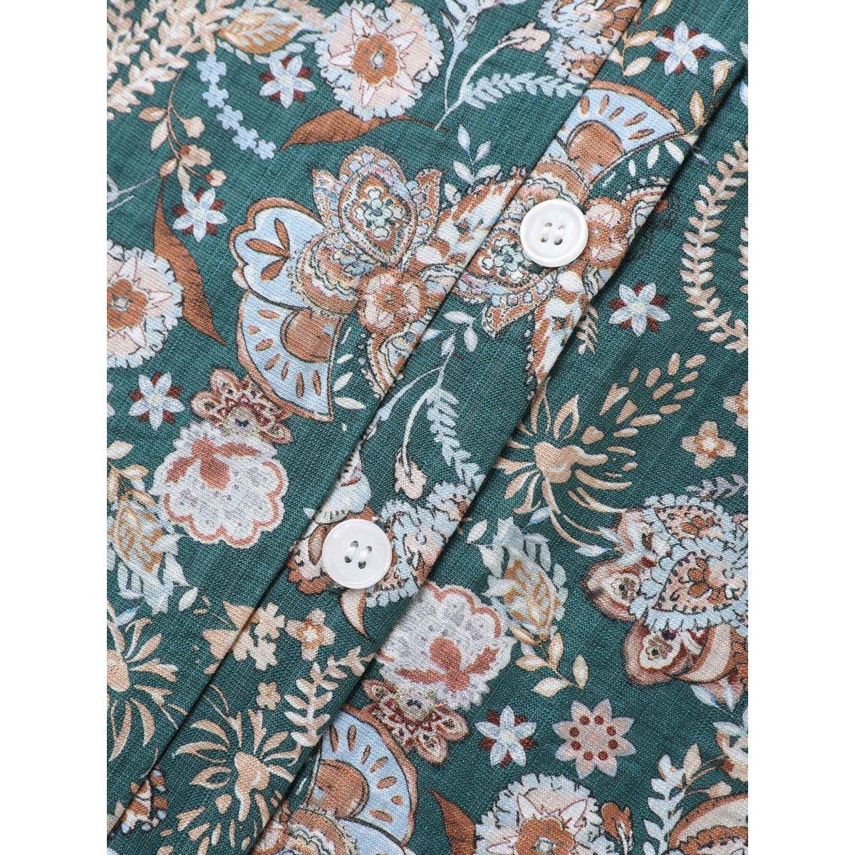 Plus Size Multicolor Paisley Print Button Placket Blouse Women Half Sleeve Round Neck Vacation Blouses BloomChic 30/6X Product Image