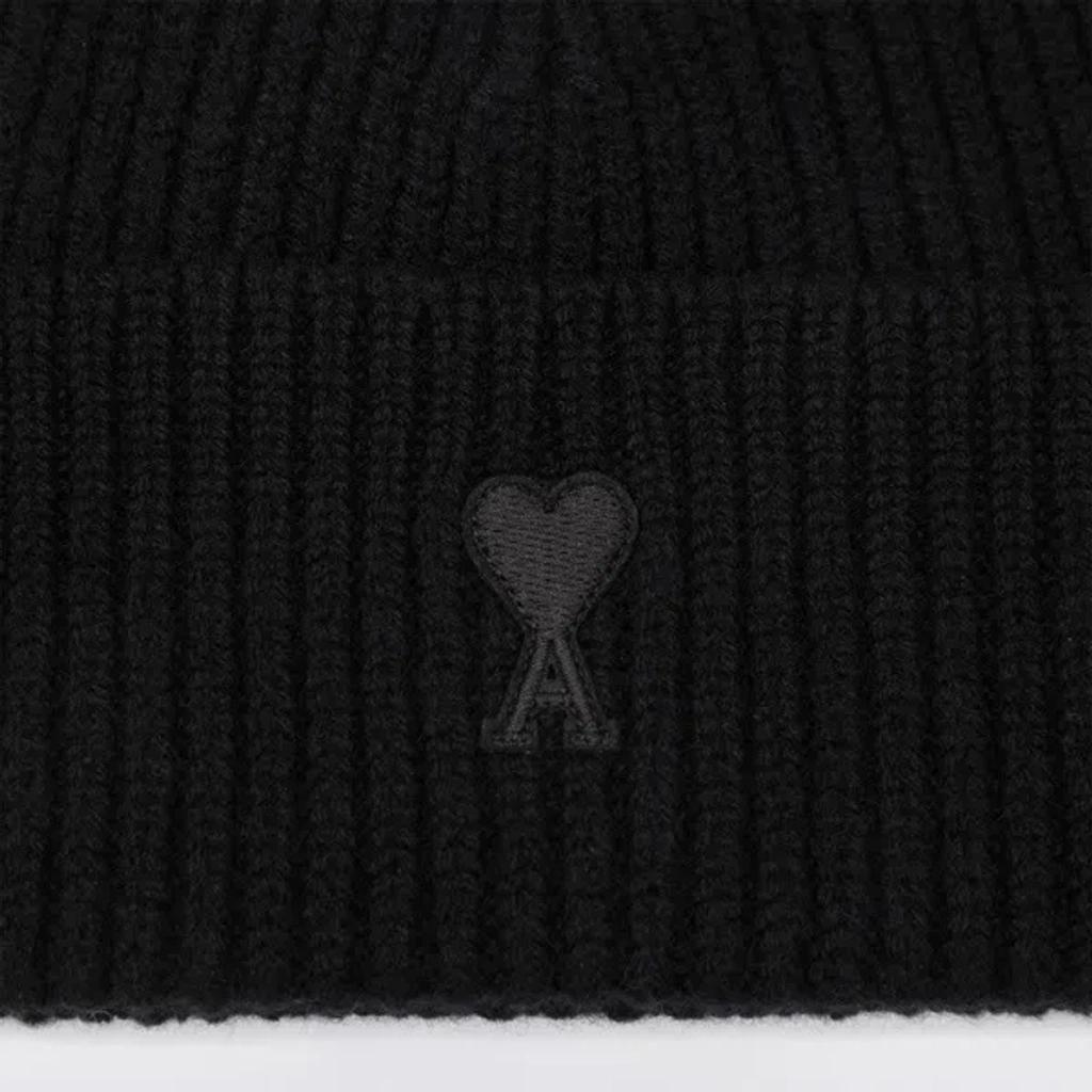 AMI ALEXANDRE MATTIUSSI Ami Paris Ami De Coeur Black Wool Hat Men Product Image
