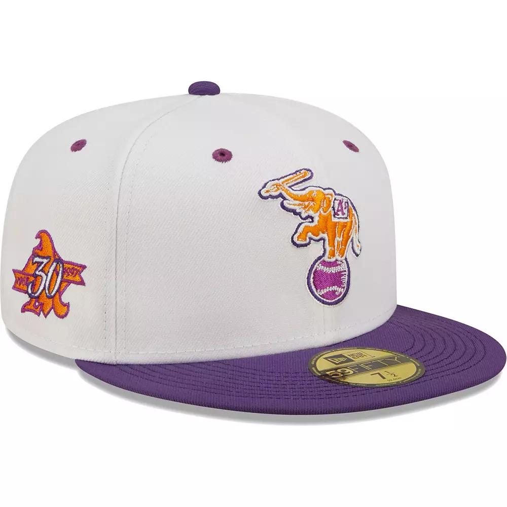 Men's New Era White/Purple Oakland Athletics 30th Season Grape Lolli 59FIFTY Fitted Hat,  Product Image