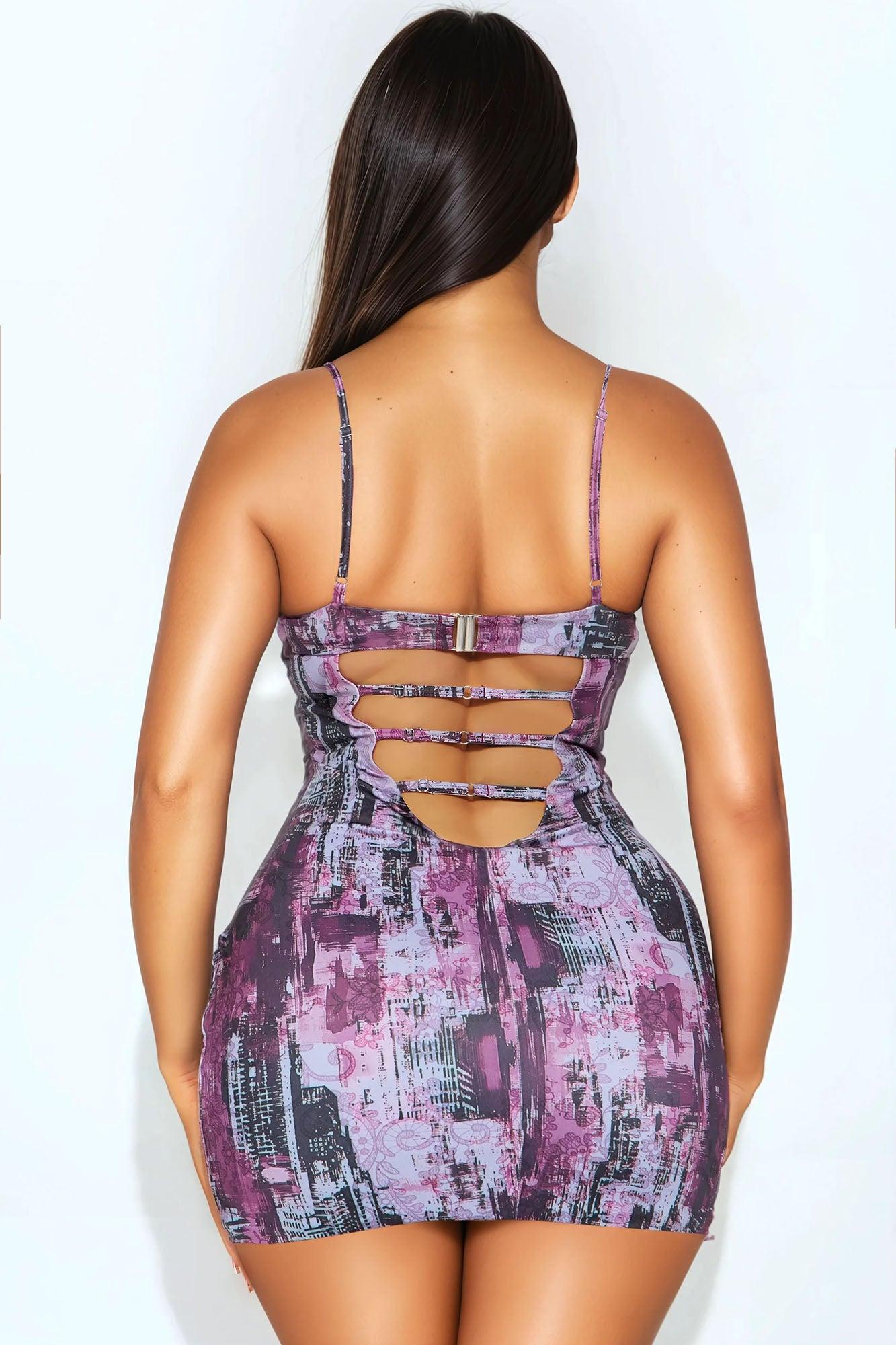 City Wide Belted Micro Mini Dress - Purple/combo Product Image