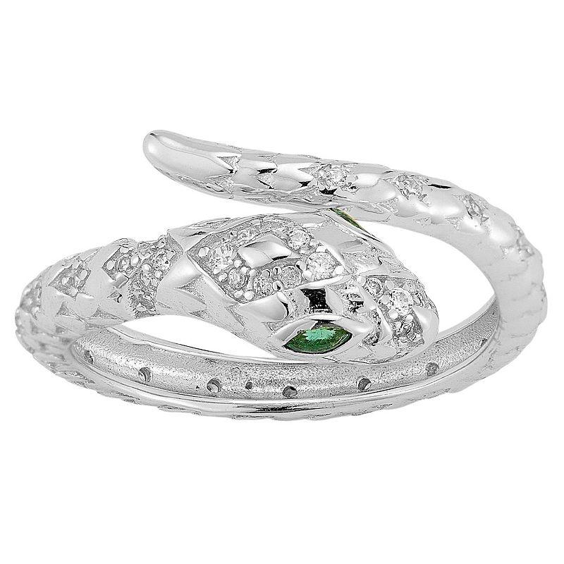 Sunkissed Sterling 14k Gold Over Silver Cubic Zirconia Snake Bypass Ring, Women's, Size: 7, Silver Tone Product Image