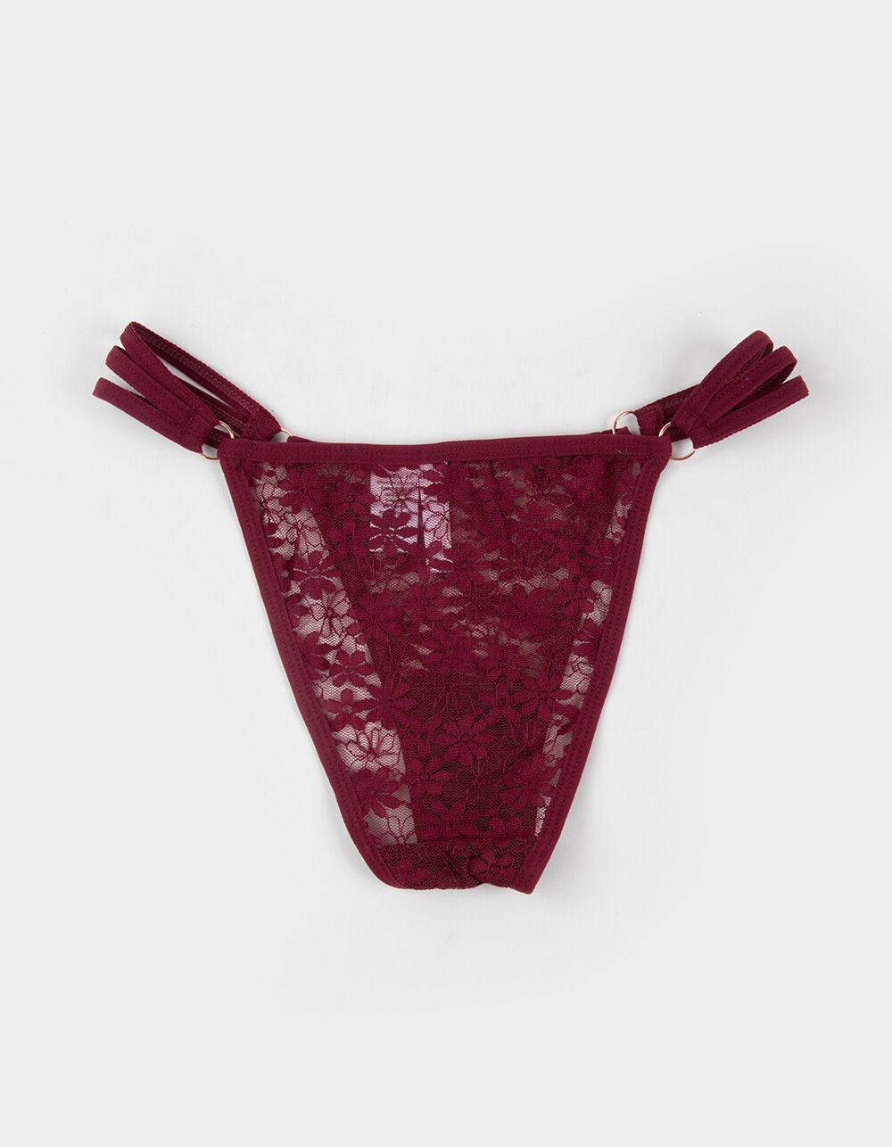 FULL TILT Side Strappy Lace Cheeky Panties - MAROON Product Image