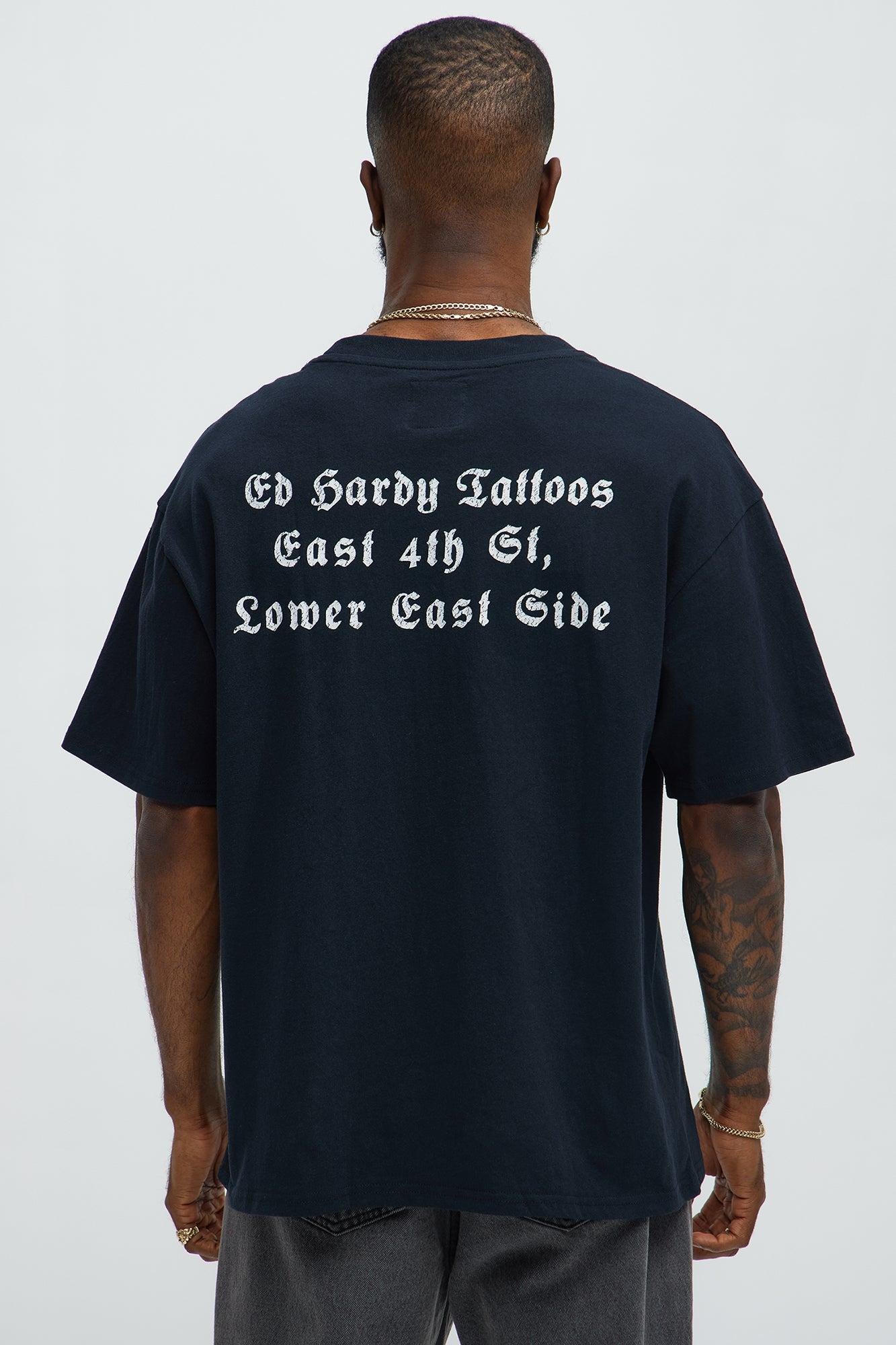 Ed Hardy Tattoos Oversized Short Sleeve Tee - Black Product Image